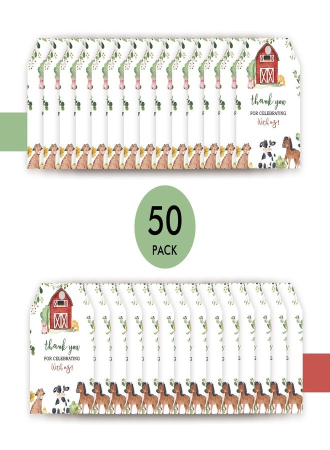 FORSHEEP 50pcs Farm Thank You Tags, Farm Animals Gift Tag with String for Gender Reveal Party, Pig/Duck/Horse Thank You Paper Tags for Farm Themed Birthday Party Favors - Image 3